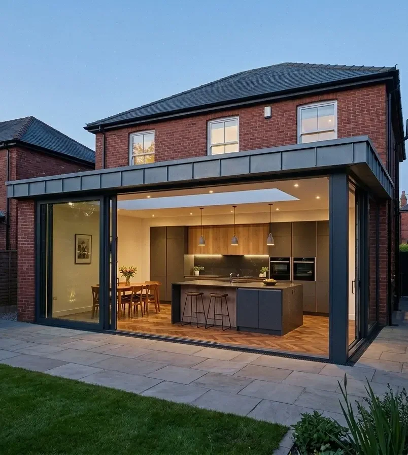 Rear kitchen extension on a family home